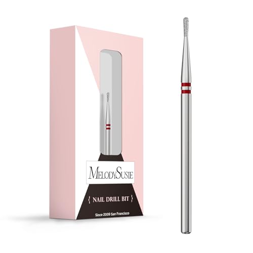 MelodySusie 1.2mm Pear Shape Cuticle Clean Nail Drill Bit 332, Professional Safety Carbide Diamond Under Nail Cleaner for Cuticle Dead Skin Nail Prepare, Beginners Bits, Series Bit-S, Fine