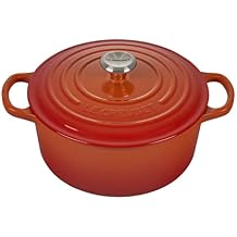 Le Creuset 2 Qt. Signature Round French Oven w/Additional Engraved Personalized Stainless Steel Knob - Flame