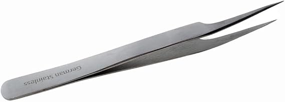 Precision Tweezers Stainless Steel 4.75" with Non-Marring Finely Pointed Tips Plain Handle For Hobby Craft Scrapbooking Tools for Jewelry-Making, Soldering, Electronics Repair, DIY Projects