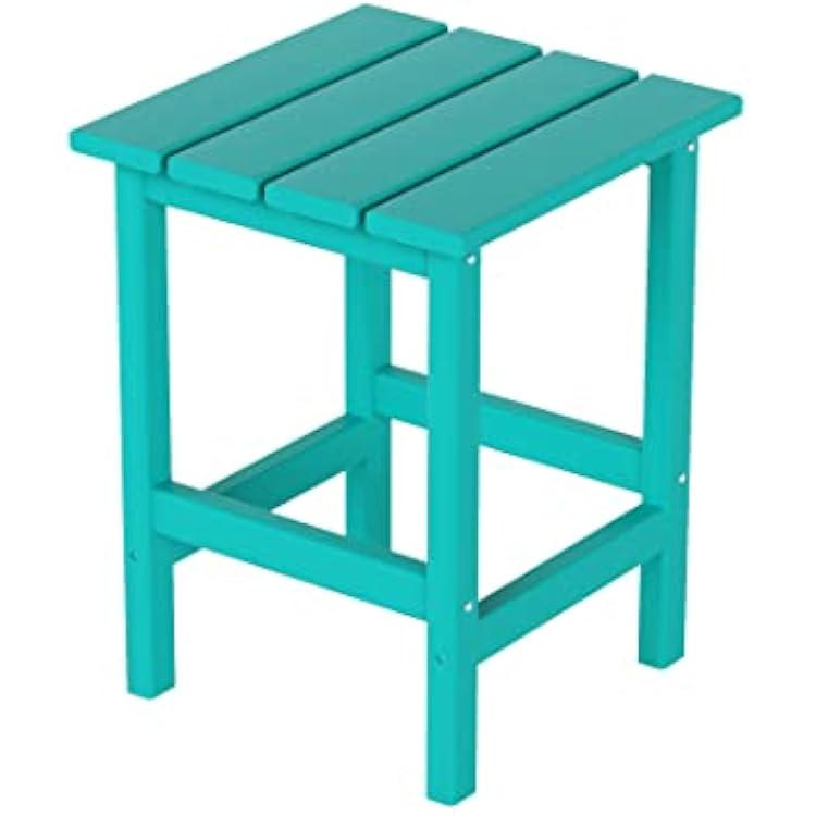 Square Outdoor Side Tables, Adirondack Patio Tables for Outside, HDPE Patio End Table Weather Resistant, Balcony Table for Pool, Seaside, Backyard, Porch, Indoor Companion, Turquoise