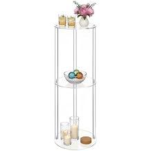 Clear Acrylic Drink Table, 24 in Tall Slim Side Table with Round Top, Modern Acrylic End Table for Sofa or Couch, Small Narrow Accent Table for Living Room, Bedroom, Office Use