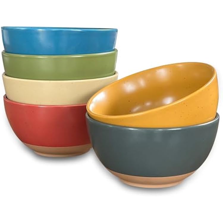 Mora Ceramic Artisan Matte Small Dessert Bowls - 16oz, Set of 6 - Microwave, Oven and Dishwasher Safe, For Rice, Ice Cream, Soup, Snacks, Cereal, Chili, Side Dishes etc - Microwavable Kitchen Bowl