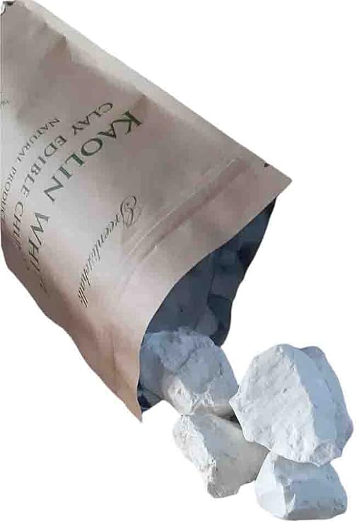 White Clay Edible Kaolin, (8 Oz, 250 gr.), Natural Clay, Chunks Natural for Eating