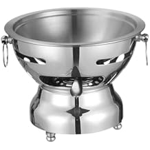 Shabu Pot Chafing Dish Stainless Steel Stew Pot Single Person Hotpot Portable Hot Pots Stockpot for Restaurant Home Parties, silvery