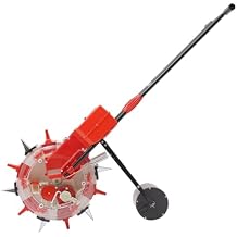 Garden Seeder, Metal Precision Garden Seeder Seeder Walk-Behind Row Crop Planter, Manual Seeder Machine Row Planter Corn Planter Seeder 6 Nozzles, 10.24 inches Spacing