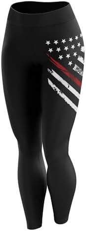 Tactical Pro Supply American Flag Leggings for Women, Workout High Waist Yoga Pants for Ladies