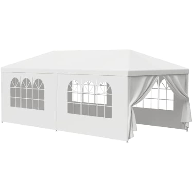 10 x 20 Outdoor Party Wedding Tent Canopy Camping Gazebo Storage BBQ Shelter Pavilion, 6 Removable Sidewalls 10x20