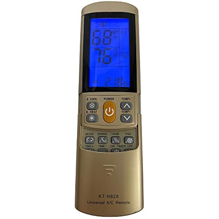 GOLD COLOR AC Remote Control For Carrier, Trane, Toshiba, Sanyo, Mitsubishi, Fujitsu, Hitachi, Haier, LG, York, Midea, Panasonic, Sharp, Samsung, Kelon, Hyundai, Gree, Funai, Daikin, Rowa, Goldstar,