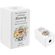 Custom Memorial Candle Holder with Photo, Name & Dates, Personalized Ceramic Candle Stand, in Loving Memory Gift (A)
