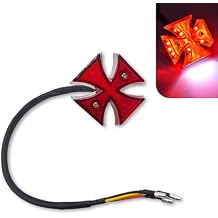 Cross Rear Tail Light, High-brightness Waterproof LED Brake Driving Light, Plug-and-play Personalized Modified Taillight Decorative Accessories, for Most Motorcycles Dirt Bikes Cruisers (Red)