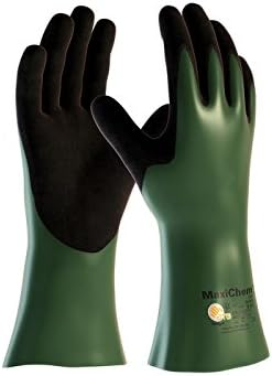 PIP MaxiChem 633 Green/Black Small Chemical-Resistant Gloves - 3 Cut Resistance - Nitrile Palm & Fingers Coating - 56-633 [PRICE is per PAIR]