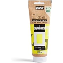 PEBEO Origin - Eco-designed High-viscosity Acrylic Paint - High Pigment Concentration for Intense Color and Excellent Lightfastness - 4.05 Fluid Ounces (120 ml) Tube - Lemon Cadmium Yellow Hue