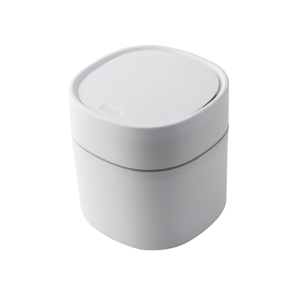 Mini Desktop Mülleimer mit Deckel Sanitär Eimer schälen Melone Samen Shell Müll Auto Mülleimer，1 Stück(Weiß)