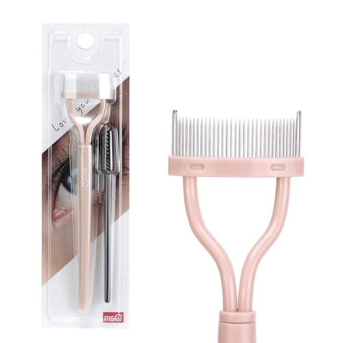 Eyelash Separator Eyelash Comb Lash Separator Tool MSQ Mascara Brush Eyelash Brush Separator Mascara Comb Arc Designed Mascara Applicator With Cover Naked Pink 1PCS