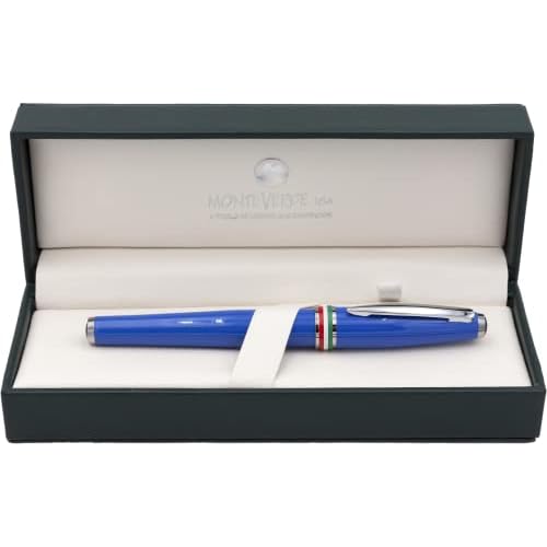 Monteverde USA Aldo Domani Italia Fountain Pen Exotic Blue - Medium Nib - Luxury Writing Pen - Italian Design - JoWo Stainless Steel Nib - Smooth Ink Flow - Refillable - Gift Box Included