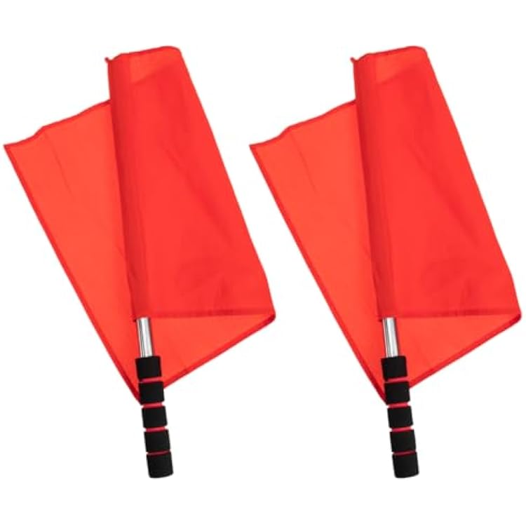 2-Pack Red Referee Flags,18 Inch, Soccer Referee Line Judge, Stainless Steel Signal Hand Flag for Football Volleyball Track and Field Competitions, Lightweight