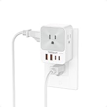 USB C Charger Block 20W PD, TESSAN 4 USB Wall Charger Fast Charging with 3 Outlet Extender Surge Protector, 3 Side Multi Port Adapter, Electric Multiple Outlet Plug for Home Office Dorm Room