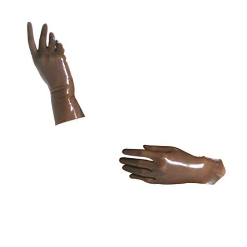 Premium Latex Short Gloves Wrist Length Fetish - Smokey Gray Translucent Large