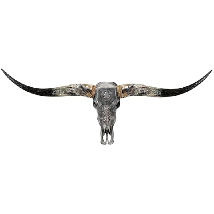 Skull Bliss - Genuine Longhorn Skull Wall Decor - Longhorn Wall DecorBull Skull Wall DecorNorse Viking Gift for MenAnimal Skull Decor with a Handmade Design Standard Horns