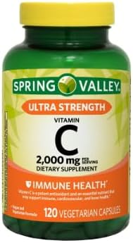 Ultra Strength Vitamin C Capsules Dietary Spring Valley Supplement, 2,000 mg, 120 Count and Bookmark Gift of YOLOMOLO
