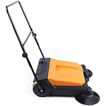 26'' Manual Double Push Sweeper Orange Belt 55 Liters Large-Capacity Trash Can,Commercial Sweeper Floor Broom Cleaner SuitableRoads,Chicken Farms,Stations,Airports (BI-MLCR-2429-STXAL)