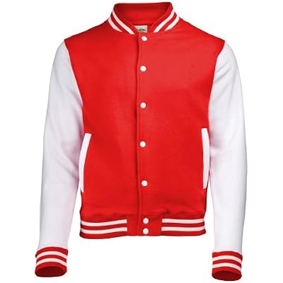 AWDis Hoods Varsity Letterman jacket Fire Red  White M