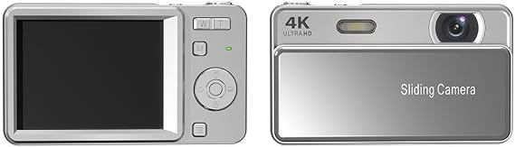 4K 64MP M15 Integrated CCD Digital Camera with 32GB TF Card, Slide Design Student Pocket Camera for Travel Shoots Recording, 2.8 Inch Screen Fast
