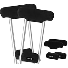 SPRING SEAON Fleece Crutches Padding and Hand Grip Covers-Soft Underarm Cushion Set for Adult & Youth Crutch,Comfortable, Breathable, Machine Washable Universal Armpits Crutch Pads Accessories(Black)