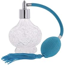 1 Piece of Vintage Crystal Clear Glass Empty Perfume Aftershave Bottle Long Spray Tassels Atomizer Refillable Lady Gift 100ml Blue