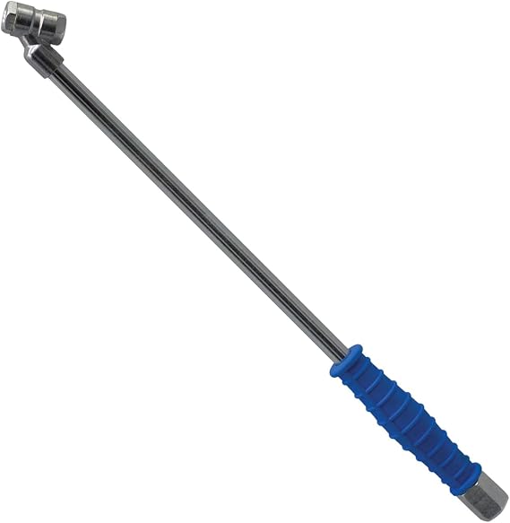 LockNFlate LockNLube 13.5 in Angled Dual Wheel Non-Locking Air Chuck Dual-Head Access for Inner & Outer Dual Tires Heavy-Duty, Leak-Free Tire Inflator Chuck 150 PSI