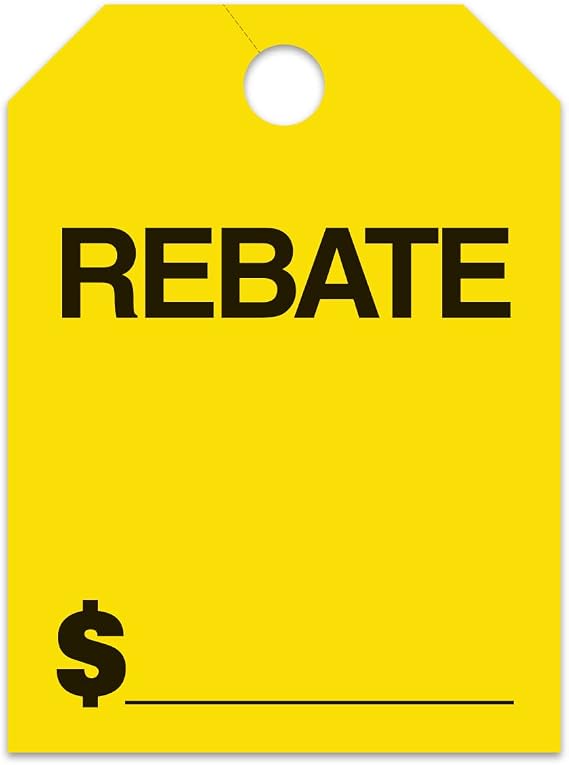 Mirror Hang Tags (Jumbo) - Rebate - Fluorescent Yellow 50 per Pack