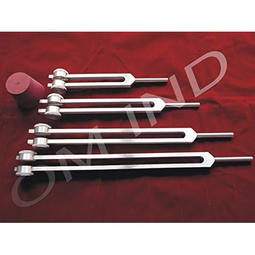 Professional Otto Tuners Weighted 4 Tuning Forks 32,48,64 &128 Hz Tuning Forks with Reflex Hammer and Carry Bag