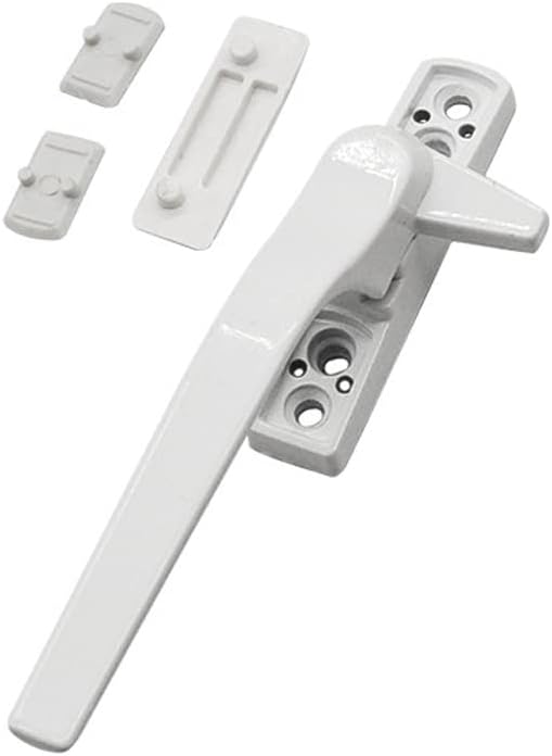 Window Handle, Lokatall Replacement Window Handle Universal Double UPVC Window Locking Handle Glazing Aluminium Alloy Window Handle Childproof Casement Locking Handle White Security Handle (Left)