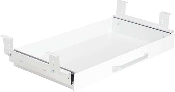 Under Desk Drawer Organizer 54cm White Upgraded with Adjustable Brackets, Sliding Pull-Out Under Table Pencil Drawer, Office Standing Desk Drawer