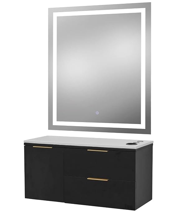 Pibbs 6002 Capri Salon Styling Station with 30x36 LED Mirror