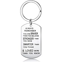 Always Remember You Are Braver Than You Believe Jewelry Keychain Keyring Inspirational Gifts Stainless Steel