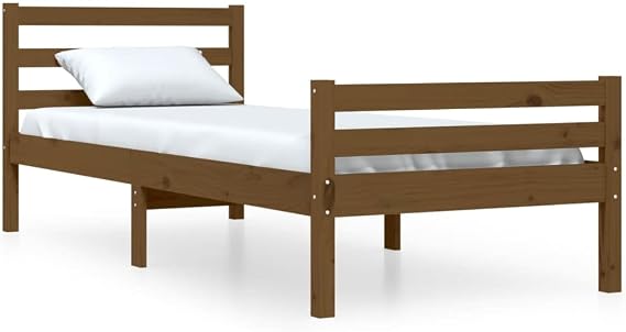 Wood Platform Bed Frame with Headboard & Footboard/Wood Slat Support/No Box Spring Needed/Under-bed Storage/Easy Assembly (Small Single, 75x190 cm, Honey Brown)