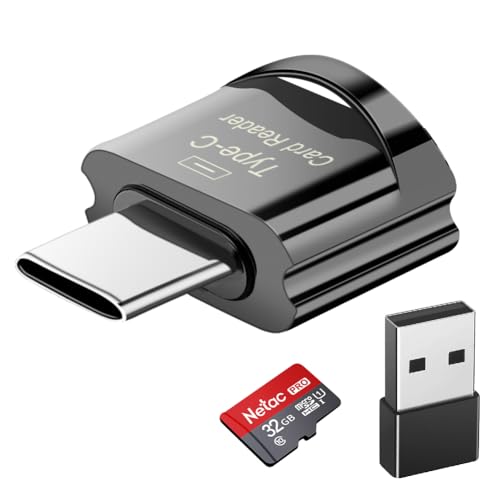 Type C Micro SD Card Reader, BorlterClamp USB C TF Card Reader Adapter with Keychain, Compatible with MacBook, iPhone 15,Laptops, Galaxy Phones and More