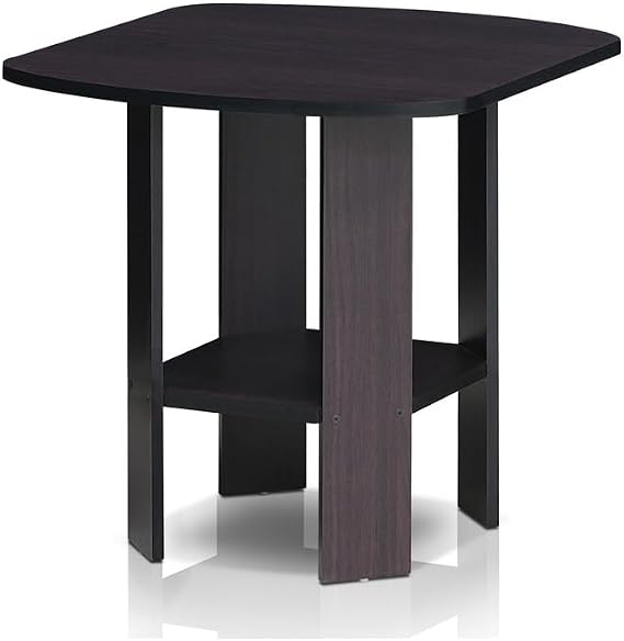 HomeStock Retro Renaissance Design End Table Side Table 20L x 20W x 19.6H Inches Simple Stylish Design with Rounded Edge for Safety Single/Dark Walnut
