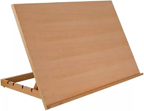 Adjustable Wooden Drawing Board Large Natural Wood Sketching Canvas Table Portable Desktop Workstation Wooden Artist Table Top Drawing Board Stand for Watercolor Oil Painting Art Supplies Camping 76cm