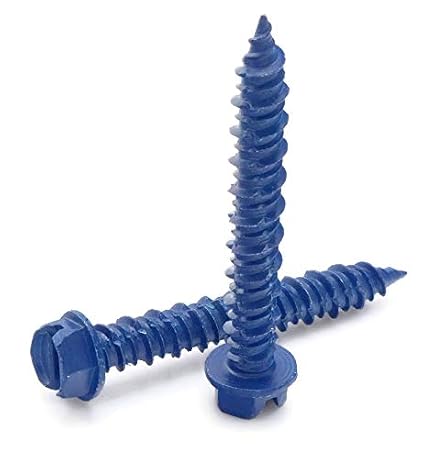 3/16 Tapcon Style Concrete Screws Slotted Hex Washer Head Concrete Screws to Anchor Masonry, Block & Brick 3/16" x 1-1/4" Qty 100