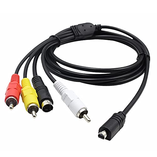 VMC-15FS Replacement AV AV TV S-Video Cable VMC-30FS 10Pin AV TV-Out Cord Compatible with Handycam Camcorder DCR-HC24E DCR-HC26E DCR-SR80 DCR-SR80e DCR-SR85 DCR-SR85e and More Models 4.9ft