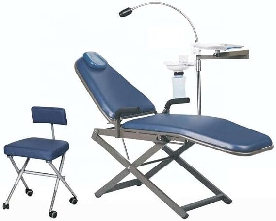 REEHUT Portable Patient Chair with Tray with Integrated LED Exam Light with Dentist Stool + Nylon Bag