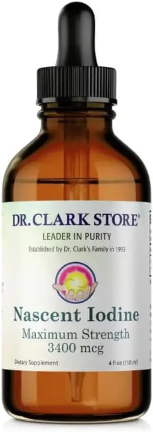 Dr. Clark Store White Iodine (Nascent Iodine) 4 Fl Oz, Supports Thyroid Health & Immune System