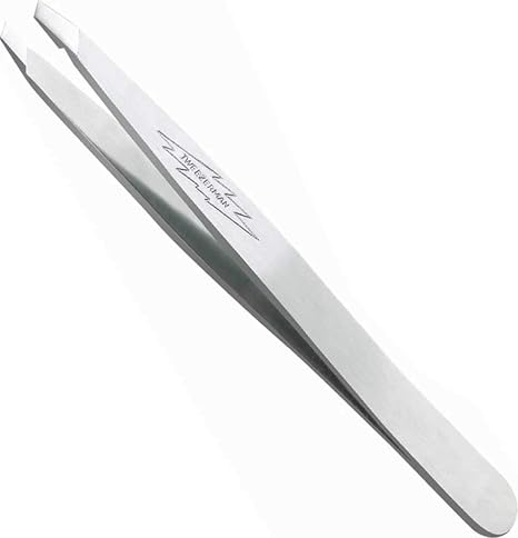 Tweezerman Slant Tweezer, Professional Stainless Steel Precision Tweezers for Facial Hair and Eyebrows, (Pack of 1)