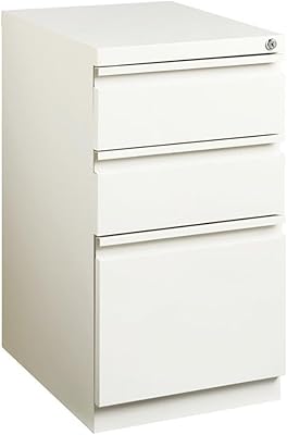 Hirsh Industries 20 in. Mobile Pedestal 3-Drawer Box White