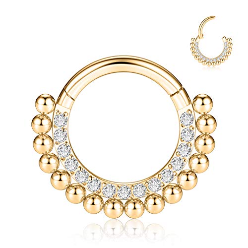 FUNLMO 16G 18G Septum Daith Jewelry Nose Ring Hoop Cartilage Earring Rook Tragus Helix Conch Piercing Jewelry 316L Surgical Steel Clicker