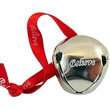 Westmon Works Believe Bell Ornament in Grey for Christmas Tree on Ribbon with Bag