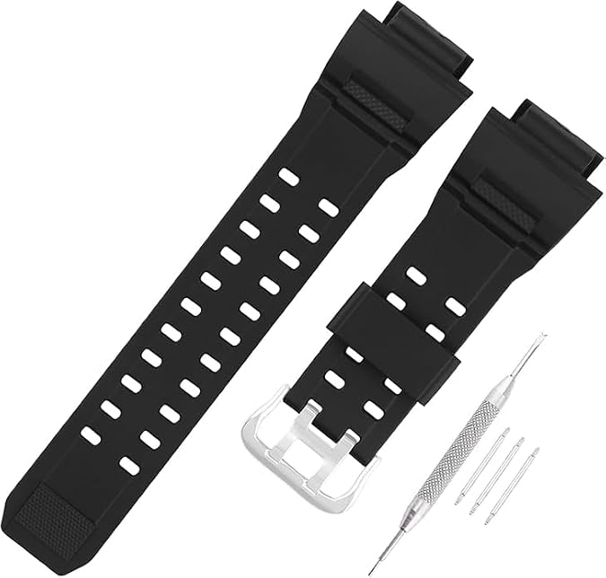 Men's Resin Strap Compatible for 20mm Casio G-Shock 10455201 GW9400 GW-9400 RANGEMAN GW-9200 GW-9300 G-9400 Ladies outdoor work waterproof watch band wrist strap with buckle (Black Band Silver Buckle)