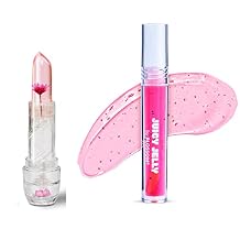 Blossom Juicy Jelly Moisturizing Lip Care Fruit Flavored Nourishing Lip Oil + pH Technology Color Changing Strawberry Scented Crystal Lip Balm, 2 Pack Bundle, Strawberry/Pink